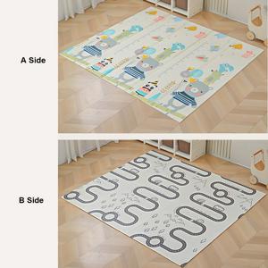 TEMU 배송, 접이식 아기 발 달리기 매트, 양면 프린트 놀이 매트, 특대형 XPE 폼 바닥 매트, 미끄럼 방지 표면, 휴대 가능 및 세척 용이, 실내 및 실외 사용에 적합