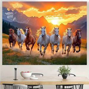 TEMU 칠복마 풍수 벽 태피스트리 - 중국 경마, 행운의 수마, 방 장식용, 크리스마스, 결혼식 및 문화 행사에 적합한 멀티 사이즈 벽걸이