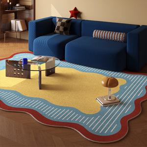 TEMU 점보 비정형 카펫 - 거실, 침실, 사무실용 대형 카펫 - 두꺼운 두께 (1000g+) 모던 비정형 매트 - 세탁기 사용 가능한 부드러운 커버