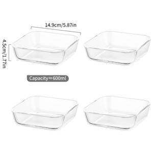 TEMU 고 붕규산 유리 재질의 사각 베이킹 디쉬 4개 세트. 견과류, 샐러드, 베이킹, 요거트에 적합합니다. 전자레인지, 오븐, 에어프라이어, 스티머, 식기세척기에서 사용할 수 있습니다.