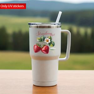 TEMU 4개 딸기 패턴 디자인, UV DTF 자가 접착, 벽 스티커, 자동차 스티커, 스티커, 헬멧 스티커, 휴대폰 케이스 스티커, 물병 스티커, 노트북 스티커, 학용품, 공예, 미술 용품에 적합