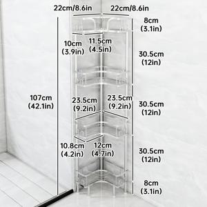 TEMU 1개 스테인리스 스틸 욕실 코너 샤워 정리대 - 골드 파이프 다단 수납 선반, 공간 절약형 디자인 (세면도구, 샴푸, 컨디셔너 보관), 스탠딩 선반