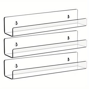 TEMU 조립 불필요 모던 플로팅 선반 벽걸이 투명 아크릴 책장 - 매트 소재, 거실, 사무실, 침실, 욕실, 주방용 - 공간절약형 선반, 책, 식물, 장식용 플로팅 선반