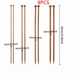 TEMU 8개 세트 대나무 뜨개바늘 세트 (35cm 길이 & 3mm/4mm/5mm/6mm 팁) - DIY 스웨터, 스카프, 양말, 장갑용 직선형 단일용도 바늘 - 초보자부터 숙련자까지 모든 기술 수준에 적합 (대나무 실 공예와 호환)