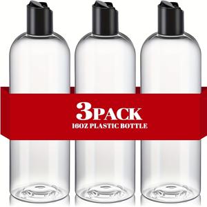 TEMU 샴푸 및 컨디셔너용 리필 가능한 여행용 병 3개 세트 16Oz/500Ml, 블랙 디스크 탑 특징, 로션 및 화장품에 이상적, 샤워 젤 및 크림에 적합