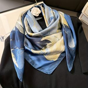 TEMU 27.5인치 여성용 중국풍 스퀘어 스카프, 다기능 사용, 여성용 헤드스카프, 여성용 스카프, 여성용 쇼울, Y 텍스처, 휴가 및 일상 착용에 적합