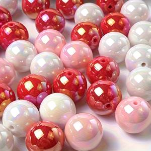 TEMU 8mm 520개 귀여운 컬러 스킴, 러브 컬러. AB 솔리드 컬러 아크릴 비즈. DIY 팔찌, 목걸이, 폰 체인. 장식용 비즈, 휴일 선물. (화이트, 레드)