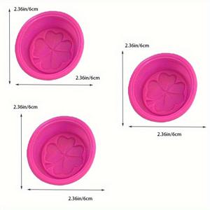 TEMU 세 개의 둥근 실리콘 캔들 몰드, 수제 비누 실리콘 몰드, DIY 집에서 만드는 수제 비누, 향기 비누, 부드러운 실리콘 몰드, 석고 몰드, 아로마테라피 디퓨저 스톤, 릴랙스 석고, 행운의 클로버 캔들 몰드