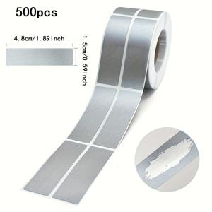 TEMU 500개 은색 직사각형 스크래치 오프 스티커 | 1.89*0.59인치, 플라스틱, 파티, 이벤트, 선물용 - 숨겨진 텍스트 비밀번호 스크래치 카드
