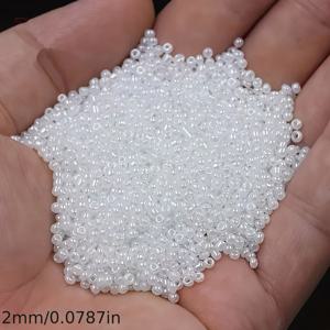 TEMU 50G 2mm/3mm/4mm 밀키 화이트 시드 비즈, 스타일 장식에 완벽합니다. 이 둥근 비즈는 목걸이, 팔찌, 폰 체인, 웨딩 장식을 위한 반제품 재료입니다. 유리 재질이며 배터리 없음.