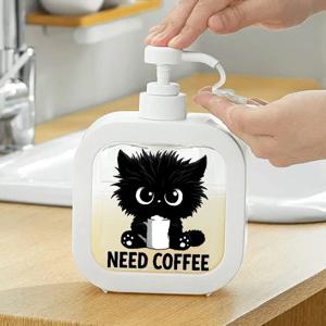 TEMU 귀여운 검은 고양이 펌프 디스펜서 - 욕실 및 주방을 위한 장식품, 내구성이 뛰어난 플라스틱 재질, 전기 불필요, 샤워실, 세탁실 및 조리대에서 사용하기에 적합 - 로션, 설거지 세제 등에 적합, 욕실 디스펜서