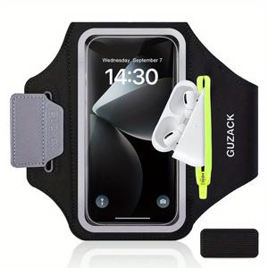 TEMU 1개 러닝 폰 홀더 + 이어폰 케이스, 아이폰 17/16/15/14/13 프로 맥스, 갤럭시 S25/S24/S23/S22/S21 호환, 키 파우치 & 카드 슬롯이 있는 범용 스포츠 암밴드