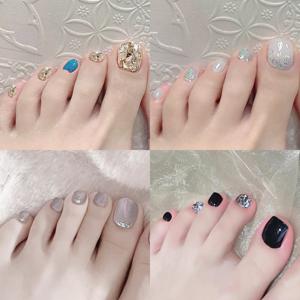 TEMU OYIKYI 페디큐어 붙이는 페디팁 스티커 4종타입 - 사각형 짧은 발톱,쉬운 적용, 셀프 접착 페디큐어 데칼로 시크하고 심플한 룩 - 탈착 가능한 네일 패치 세트 집콕 셀프 네일/여행용/선물용- 데이 선물 | 생일 선물 세트 | 고급스러운 선물 | 크리스마스 선물