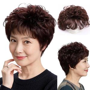 TEMU OYIKYI 탈모 및 가늘어지는 머리카락용 여성용 인간의 모발 토퍼,브라운/블랙- 곱슬 웨이브 100% 진짜 헤어피스, 자연스러운 외관 & 감촉, 흰머리/회색을 은폐하는 우아한 스타일, 모든 인종에 어울리는 헤어 로스 솔루션, 안전한 부착