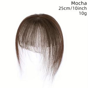 TEMU 여성을 위한 실모 심리스 레이스 헤어피스, 프렌치 앞머리, 흰머리 커버 및 볼륨 추가를 위한 탑 헤어 익스텐션, 푹신한 가발 조각