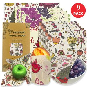 TEMU 9개입 밀랍 포장지 | 남은 음식, 과일, 채소용 사각 천 포장 | 주방 수납 용품, 식품 접촉 안전