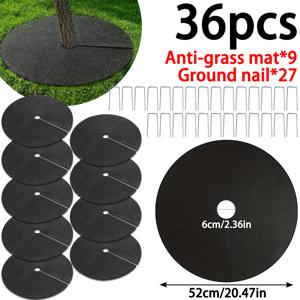 TEMU 36개/12개 정원용 제초 키트, 재사용 가능한 블랙 제초 매트 - 화분/과수 제초 방지 매트, 지면 고정용 페그 포함, 통기성 식물 커버, 제초 방지, 가드닝 용품