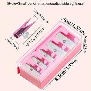 TEMU 2개입 핑크 멀티 메이크업 펜 & 연필깎이 콤보 - 타이트니스 아이라이너/아이브로우 펜 홀더, 4/5구멍 연필깎이 포함, 휴대용 뷰티 호환 4구멍 연필깎이