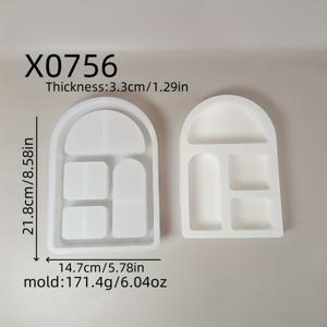 TEMU 고품질 실리콘 주조 몰드 - 아치형 하우스 디자인 오픈 아치웨이 & 다중 구획, DIY 캔들, 석고, 에폭시 레진 공예, 홈 데코용 (X0756)