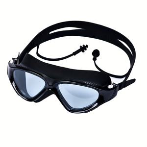 TEMU 성인용 대형 프레임 수영 고글 - 안티포그 & 방수, HD 선명도 조절 가능한 실리콘 스트랩, 오픈워터 수영 및 워터 스포츠용 PC 렌즈 (블랙), 편안한 착용감, 성능적인 수영 액세서리