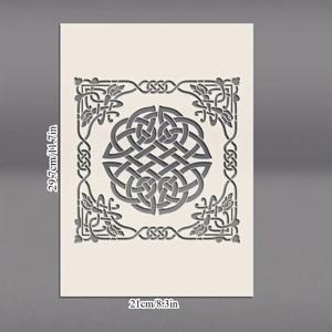 TEMU 켈틱 타일 스텐실, 캔버스, 종이, 직물, 바닥 및 벽 장식에 적합 - 가구 및 미술 세부 그림 템플릿, 벽, 직물, 바위, DIY 미술 프로젝트에 미술 공예 템플릿을 그리는 데 사용됩니다.