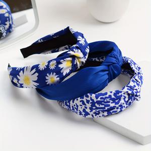 TEMU 3개 세트 로얄 여름 드림 데이지 와이드 브림 매듭 헤어밴드
