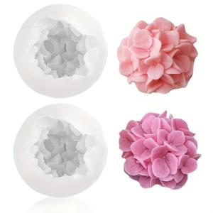TEMU 3D 수국 실리콘 몰드 2개 - 양초, 비누, 레진, 점토 공예 몰드, 수제 선물, 아로마테라피, 장식, 점토 몰드 제작, 레진 아트 몰드, 수국 몰드, 실리콘 공예 몰드, 리얼 꽃 몰드에 적합