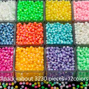 TEMU 4mm 모양 비즈 3230개입, 12가지 색상, 고품질 AB 코팅 포인티드 아크릴 비즈, 주얼리, 팔찌, 목걸이 및 공예 프로젝트에 적합 - 손바느질, 의류, 가방 및 십자수 추가에 완벽
