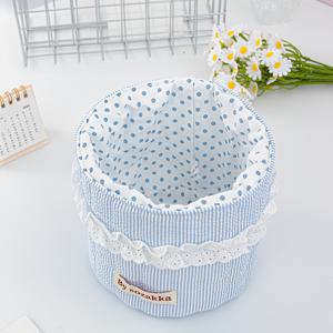 TEMU 스위트 데스크탑 수납 바구니 및 통, 스트라이프와 하트 프린트 퀼팅 수납 바구니, 여아용 화장품 수납 바구니, 제품 수납 바구니, 여성용 메이크업 수납 다기능 화장품 정리함, 립스틱, 브러시, 제품, 펜, 핸드크림, 헤어핀 및 기타 여성용 소품을 위한 메이크업 브러시 홀더, 좋은 친구를 위한 생일 선물 또는 휴일 선물, 선반용 바구니