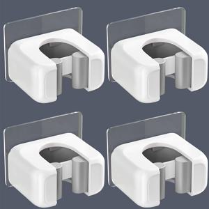 TEMU 욕실 및 주방용 무타공 걸레 클립 4개 세트, 강력한 플라스틱 걸레 수납 클립과 빗자루 고리가 있는 다기능 걸레 홀더, 공간 절약형 수직 수납, 주방 및 욕실 정리를 위한 간편한 설치, 가정 및 상업용 겸용 - 모던하고 실용적인 청소용 고리, 다용도 고리