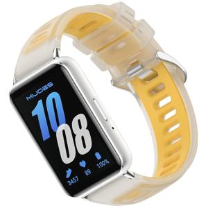 TEMU 삼성 갤럭시 피트 3 호환 투톤 실리콘 스트랩. 남녀 모두에게 적합한 반투명 젤리 디자인. 다양한 색상으로 제공되는 조절 가능한 스포츠 피트니스 손목 밴드이며, 스포츠 활동에 적합합니다.