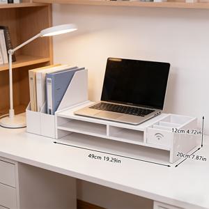 TEMU 서랍형 사무실 수납 정리함, 다기능 데스크탑 모니터 스탠드, 데스크탑 컴퓨터 받침대