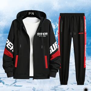 TEMU 캐주얼 스포츠용 봄/가을 후드티 세트, 투피스 의상