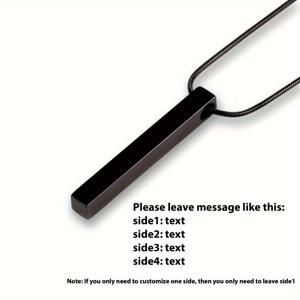 TEMU 맞춤형 개인 맞춤 사각면 조각 스타일리시 남성 목걸이, 뱀뼈 체인과 함께하는 직사각형 기둥 모양 조각 펜던트