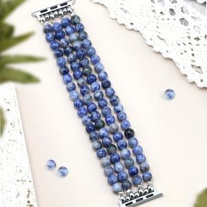 TEMU 블루 스톤 비드 팔찌, 애플워치 밴드 호환 (40mm/38mm/41mm 시리즈 9/8/7 SE 시리즈 6/5/4), 스타일리시하고 귀여운 핸드메이드 비드 탄성 시계 밴드 (iWatch 밴드 시리즈 3/2/1 여성용 애플 밴드 교체품)