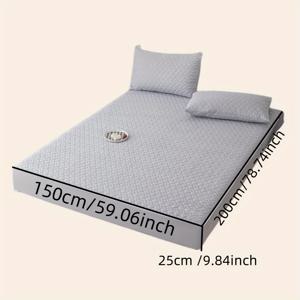 TEMU 간편한 하트 모양 퀼팅 샌드위치 6면 전체 커버리즘 탈착식 지퍼 디자인으로 분해 및 세탁이 더 용이하며, 매트리스를 더욱 광범위하게 보호, 360도 전체 둘러싸기, 25cm 높이 매트리스 보호 커버