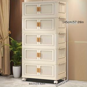 TEMU 접이식 수납장, 다용도 수납장, 침대 옆 수납장, 책장, 자석 도어 고정 장치 및 분리 가능한 바퀴 포함