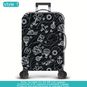 TEMU 비즈니스 출장, 휴가, 학교 복귀 모험을 위한 비행기 여행 프린트 시리즈 수화물 보호 커버 - 20-28인치 캐리어에 색깔을 더하세요