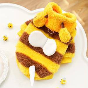 TEMU 도매 벌 패턴 안감 변신 옷 - 대형견과 고양이용, 가을 겨울 애완동물 의류, 리드 부착 가능