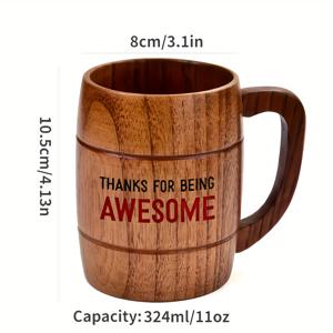 TEMU 수제 솔리드 우든 프린트 모노그램 컵 - 핸들 달린 나무 맥주잔, 티컵, 커피잔, 물컵, 아침식사용 밀크컵, 휴대용 컵, 레스토랑/호텔/상업용/가정용 목재 컵으로 홈 데코를 업그레이드하세요