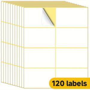 TEMU 레이저 또는 잉크젯 인쇄에 적합한 15장의 화이트 라벨 스티커 - 무광 엔드, 페이지당 8개 라벨. 용품, 물병, 가정용 보관 및 향신료 병과 같은 다양한 용도에 적합한 접착식 이름 라벨, 총 120개 라벨