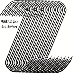 TEMU 15개입, 약 4.72/7.09인치, 고강도 스테인리스 스틸 고기 걸이 - 소고기, 오리, 칠면조 걸기에 완벽, 후크