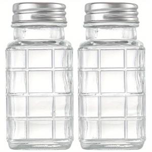 TEMU 소금 & 후추용 빈티지 유리 쉐이커 2개 세트. 유리 받침대와 스테인리스 스틸 뚜껑이 특징이며, 주방, 식탁, RV, 캠핑, 바베큐에 적합합니다. 쉬운 리필을 위해 디자인되었습니다.