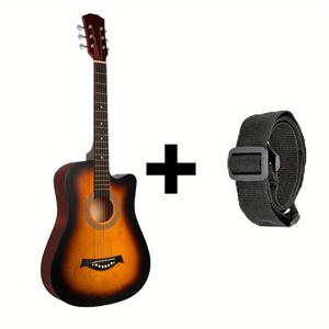 TEMU 2개 기타 스트랩 포함, 38인치 초보자용 어쿠스틱 기타, 쉬운 연주, 초보자에게 적합, 완벽한 입문용 어쿠스틱 기타, 초보자 필수품