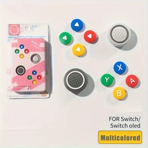 TEMU 스위치 & 스위치 OLED 컨트롤러용 D-pad 방향 버튼 ABXY 키 스티커, 스틱 그립 캡 커버 NS 스틱 라이트 베이지 케이스