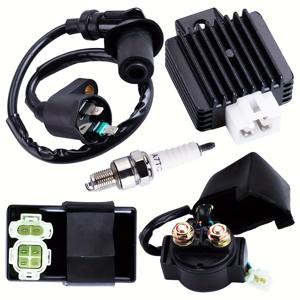 TEMU 4+2핀 AC CDI 점화 코일 릴레이 전압 조정기 스파크 플러그 GY6 150cc 엔진 호환, 4-스쿠터/모페드/고카트 부품 전압 조정기 및 솔레노이드 릴레이 포함 - Tomberlin Crossfire 150R, merhead GTS, American Sportworks 150 호환