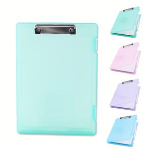 TEMU 휴대용 A4 사무용품 케어 폴더, 플라스틱 파일 상자, 보관용 클립보드형 파일 박스 정리함 폴더