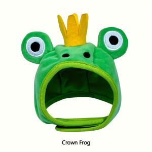 TEMU 귀여운 게와 개구리 동물 프린트 애완견 모자 - 큰 눈의 부드러운 플러시 조절 가능한 의상, 크리스마스 할로윈 강아지 코스프레 머리 장식, 소형견 및 강아지용 따뜻한 겨울 의류 (다양한 색상으로 제공), 강아지 코스튬