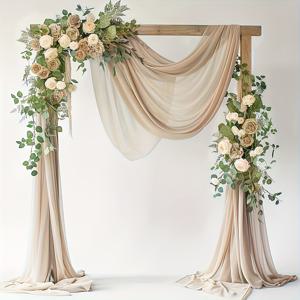 TEMU 웨딩 아치 드레이핑 패브릭 2개 - 누드/커피 컬러 쉬어 폴리에스터 배경, 29