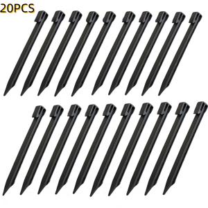 TEMU 20개 세트 헤비듀티 플라스틱 조경용 못 - 10인치 내구성 강화 잔디 및 정원 스테이크, 날카로운 팁 & 베이오넷 디자인, 공간 절약형 지면 고정 앵커 (녹슬지 않음, 부식 방지), 잡초 차단막, 파티오, 포장 가장자리, 텐트 및 메쉬 펜싱용 (부식 방지 소재, 주택소유자용)